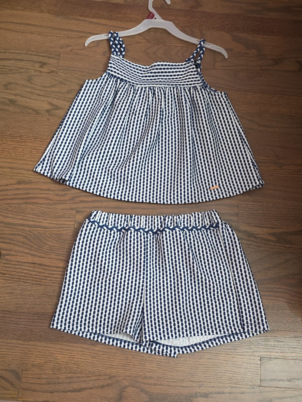 Tahari Navy and White Dot Girls Shorts Set